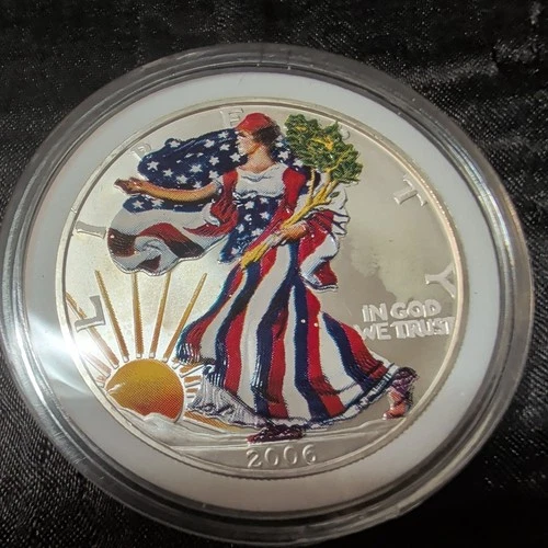 2006 AMERICAN SILVER EAGLE 1 OZ 0.999 FINE SILVER 20th ANNIVERSARY IN  CAPSULE
