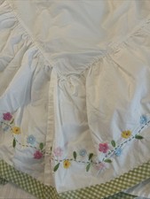 Pottery Barn Kids Floral Embroidered & Gingham Bed Skirt Crib Size