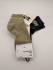 Nike Everyday Plus 3-Pair DRI-FIT Cushioned Ankle Socks Men 8-12 Black/Beige