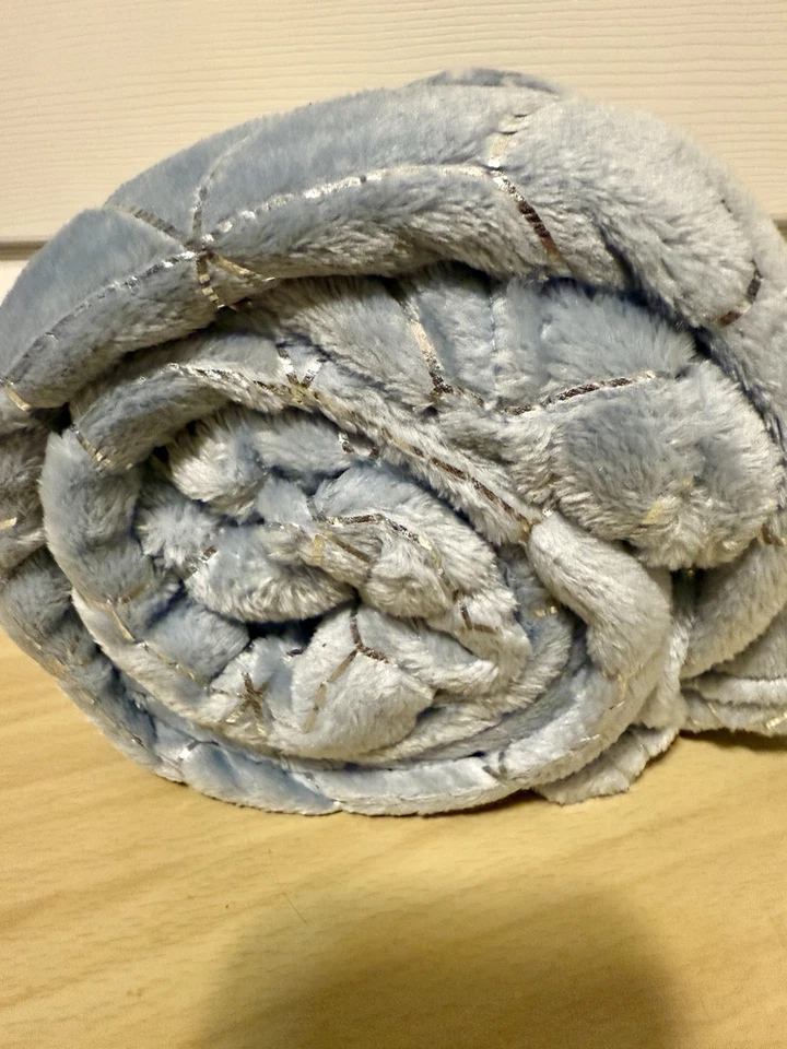 NWT Comfort Bay Light Blue Embossed Accents Throw 50x60 Relaxing Blanket Velvet - Image 3 of 4