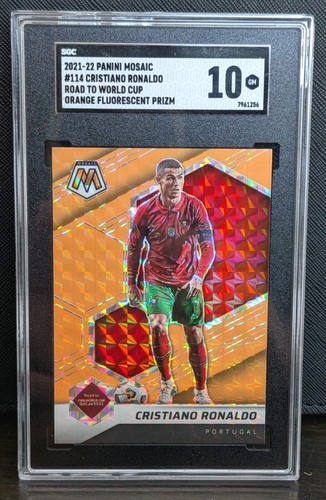 2021-22 Mosaic World Cup Orange Fluorescent Prizm Cristiano Ronaldo SGC 10