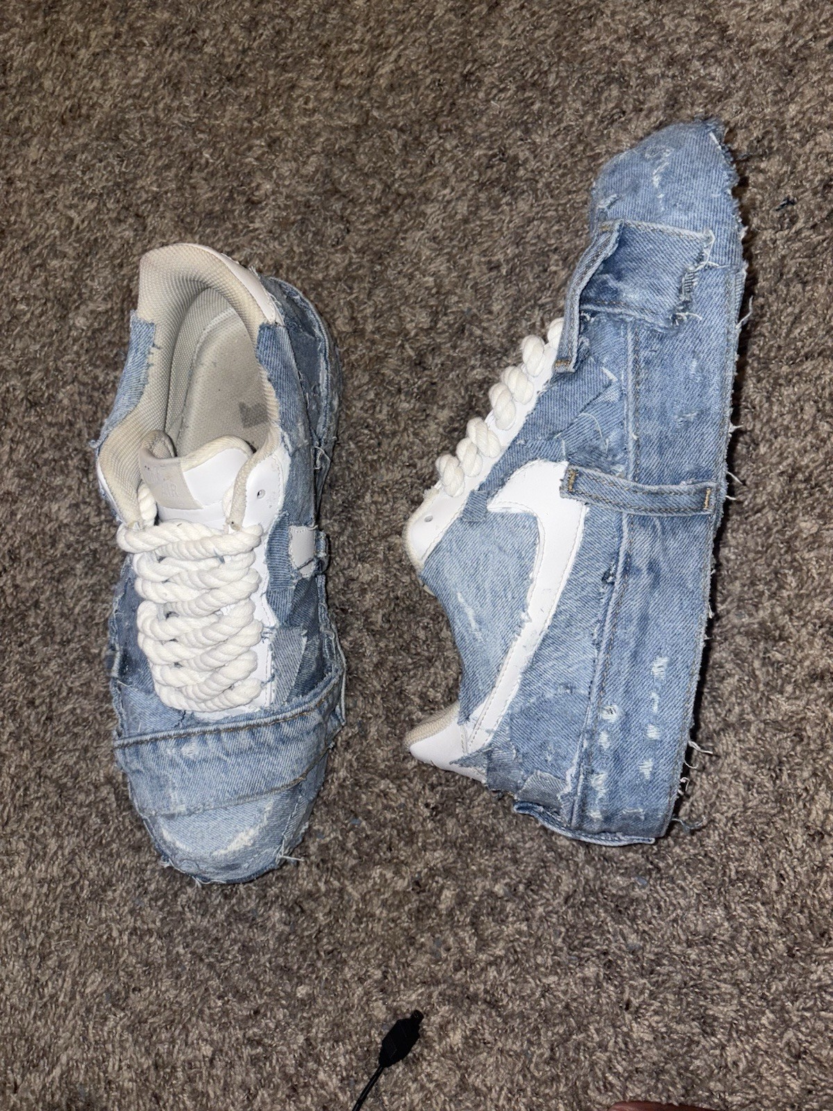 Nike Custom Denim Patchwork Low Top Athletic Snea… - image 2