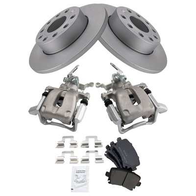 Rear Brake Calipers Ceramic Pads & Rotors Fits 10 Golf 05-10 Jetta 06-09 Rabbit