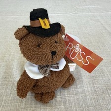 Vtg Russ Berrie Mr Pilgrim Teddy Bear Plush 6 NWT Retired Home Buddies Bean Bag