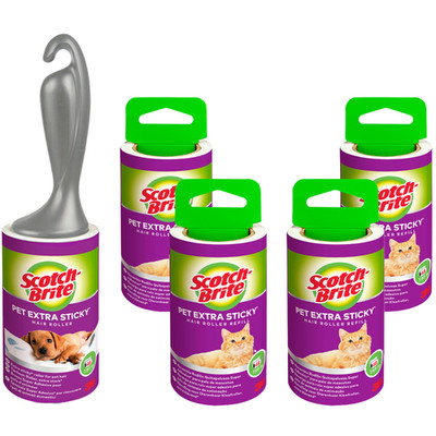 Scotch-Brite  Pet Extra Sticky Tierhaar-Roller, 48 Blatt + 4 Ersatzrollen