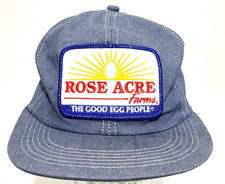 VTG USA Made K-Products Denim ROSE ACRE Farms Good Egg People Trucker CAP HAT