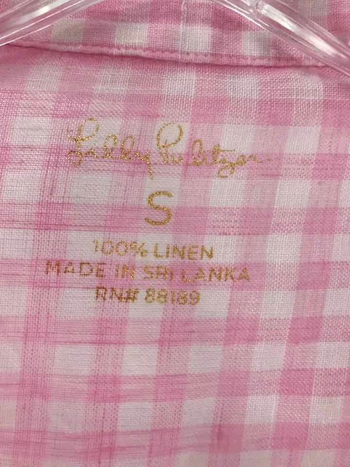 Guinga de lino con botones Lilly Pulitzer rosa talla pequeña de segunda mano Foto 3 de 3