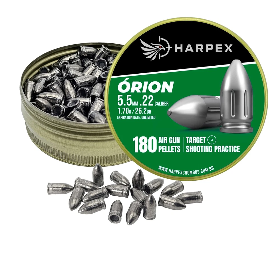 Pelotas Harpex Orion Airgun calibre 5,5 mm/0,22 - 26,2 gr/1,70 g - Impacto 180 ct - Imagem 3 de 4