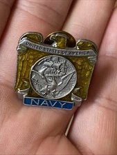 Vtg American Legion US Navy Enamel Eagle Anchor Ship Lapel Hat Pin USN Military