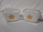 Vintage PYREX 2 Butterfly Gold  1  1/2 Cup Refrigerator Dishes  w/2 Lids