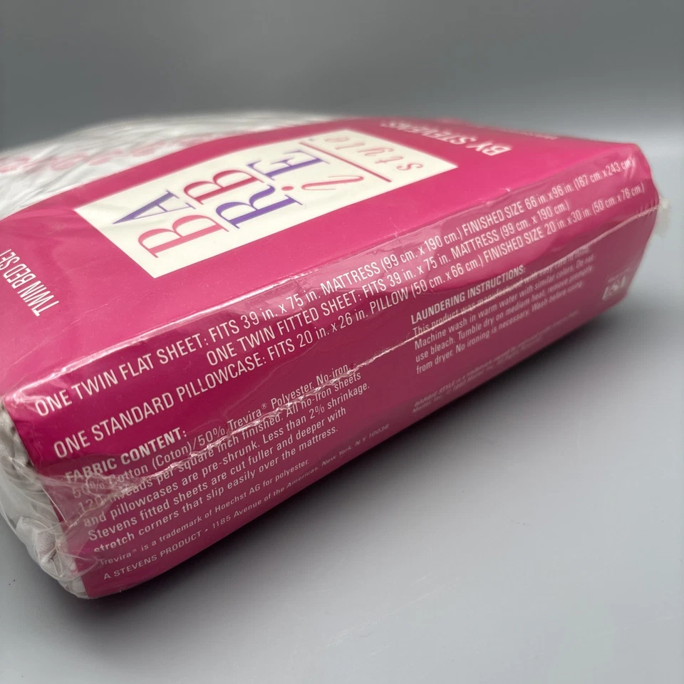 Juego de sábanas gemelas estilo Barbie Stevens vintage 4 piezas ¡NUEVO! Funda de almohada plana ajustada Foto 4 de 4