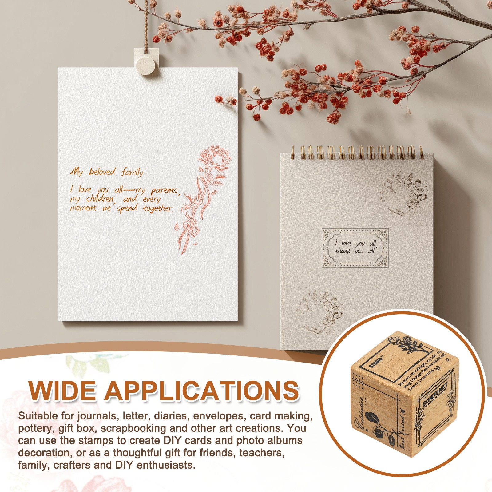 как выглядит 1"x1"x1" Three-in-one Wooden Rubber Stamp Decorative DIY Craft Plant Register фото