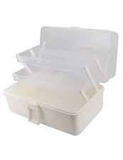 Tackle Box Large 3 Layers Plastic Portable Storage Box Fishing White Tackle B...