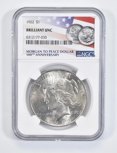 1922 MS BU Unc Peace Silver Dollar NGC Flag 100th Ann Label *8514