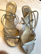 Jimmy Choo Silver Strappy Stiletto Sandals Size 39