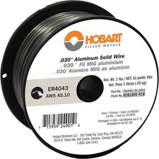 Hobart MIG Welding Wire, ER4043 Aluminum, .030in., 1-Lb. Spool, Model#
