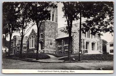 Congregational Church Reading MA 1917 Postcard  AA727