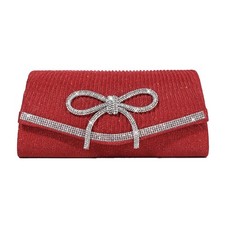 Bow Evening Bag Sparkly Clutch Purses for Women Wedding Glitter Rhinestone Party