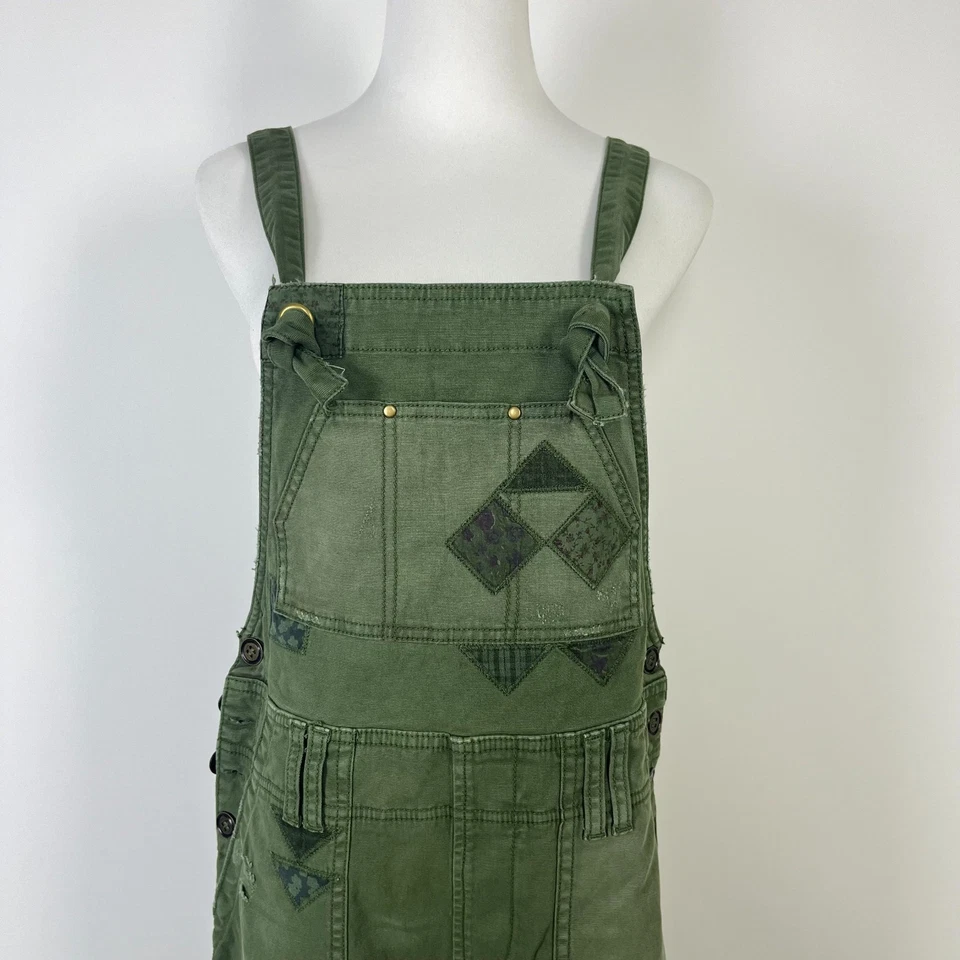 Nuevo sin etiquetas Mono Anthropologie Pilcro Wanderer Patchwork Talla 29 Verde Mezcla de Algodón Foto 3 de 4