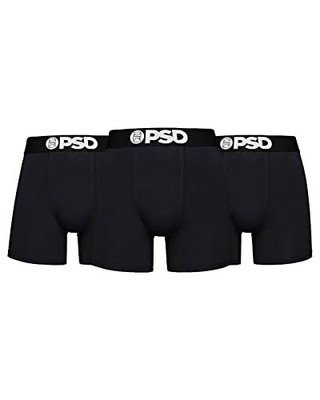 Underwear Men's Solid Black Cotton Mid Length Boxer Brief 3 Pack