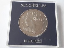 10 RUPEES 1974 SEYCHELLES Green Sea Turtle IN CASE