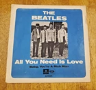 SWEDISH THE BEATLES ALL YOU NEED IS LOVE 45 RECORD 7" SWEDEN RARE PARLOPHONE