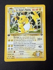 CLEAN GRADEABLE Lt. Surge's Raichu 11/132 1st Edition Gym Challenge Holo NM on eBay