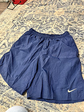 Vintage 90s Nike Navy Blue Nylon Windbreaker Shorts Swoosh Made in Mexico