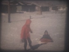   Disc Sledding   1953 8mm Film Home Movie, Xmas, Donkey Ride, River, Snow, Uke