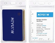 6 Pack ID Card Badge Holder Vertical, Heavy Duty Clear Vinyl 6 Pack,