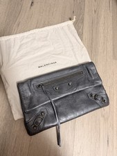 Balenciaga Leather Clutch Bag Gray
