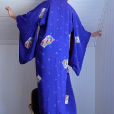 Vintage silk bird and flower kimono