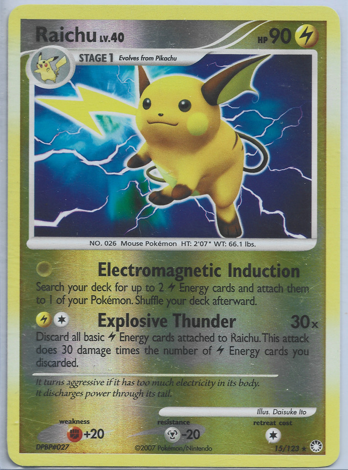 Raichu 15/123 Mysterious Treasures Reverse Holo