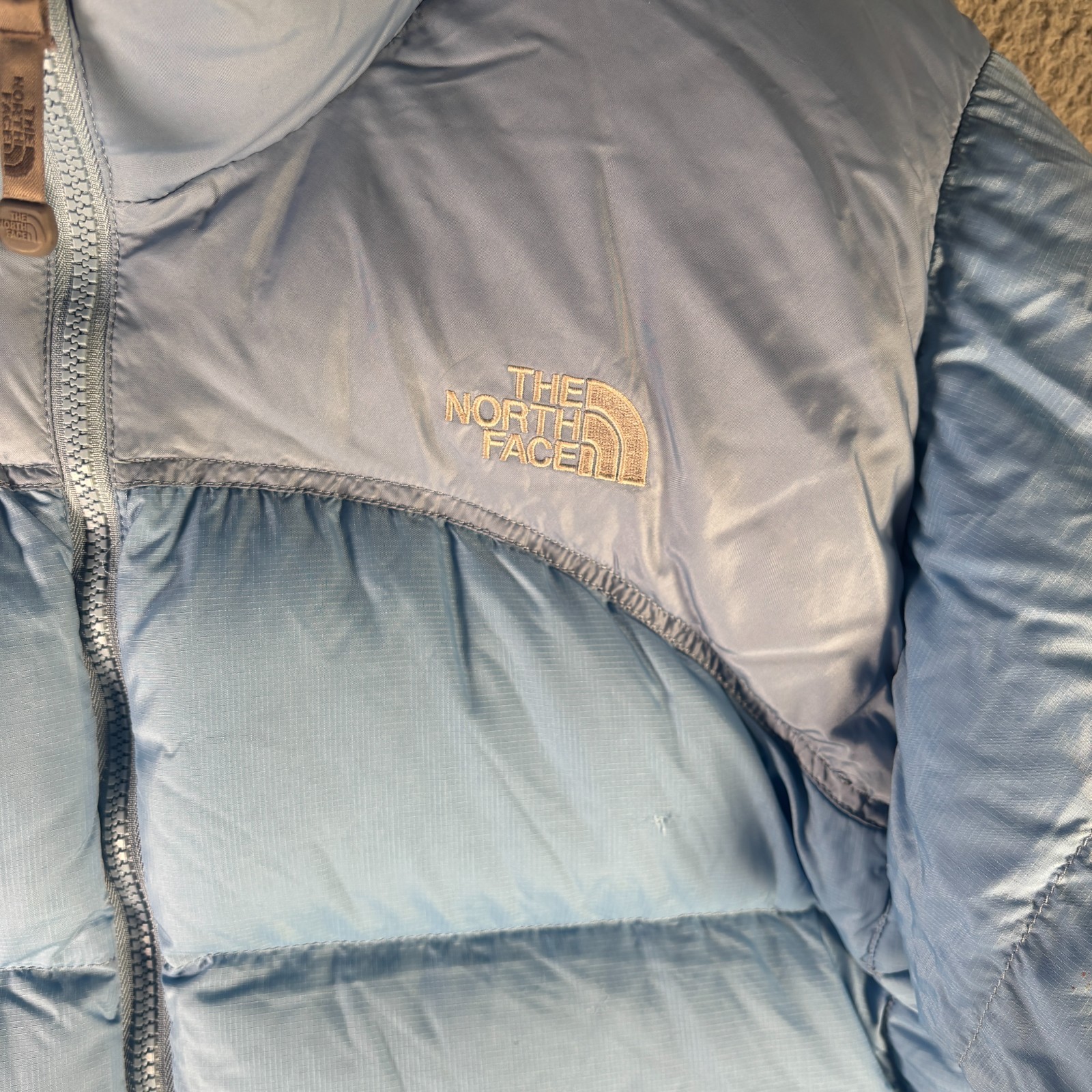 The North Face Down Puffer Jacket Womens XL 700 Vintage Nuptse Teal Blue thumbnail 5
