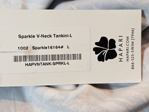 Camiseta tankini Hapari para mujer azul marino brillante tropical cuello en V talla grande - Imagen 9 de 10
