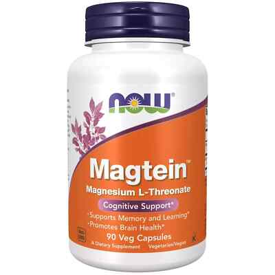 NOW Foods Magtein 90 pflanzliche Kapseln, Magnesium L-Threonat Gehirn Gesundheit & Gedächtnis