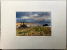 Franz Ehmke 1928-2018 GDR Painter Fields Pastel Tree And Fields At Blankenfelde