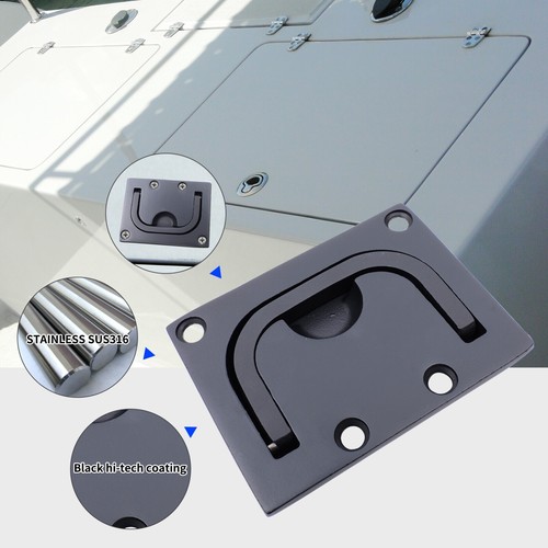 3" Stainless Steel Marine Flush Mount Lift Ring Black Boat Hatch Pull Handle 2PK - Picture 6 of 6