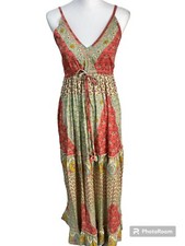 Anthropologie Z And L Women Floral Print Tank Maxi Sun Dress Tiered Sz S E2