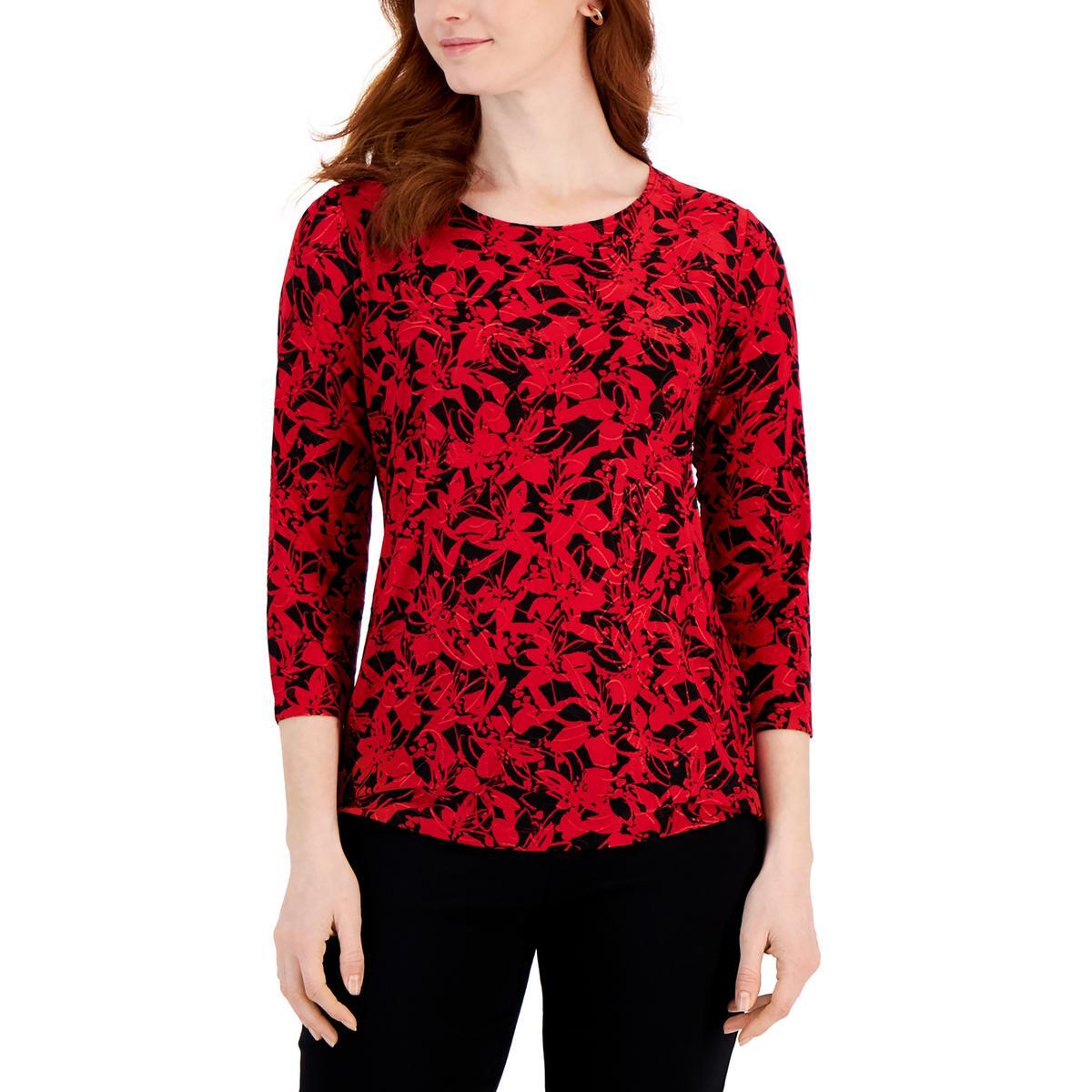 Женская красная блузка-майка из джерси с принтом JM Collection L BHFO 1118