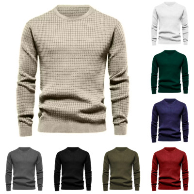 Sweater Sweatshirt Men's Crew Neck Pullover Waffle Long Sleeves Casual *20% OFF*