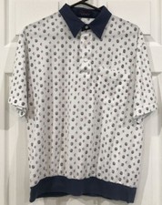 Vintage 90s Enro Cotton Mist Mod Banded Polo Golf Shirt Retro Geometric Print L