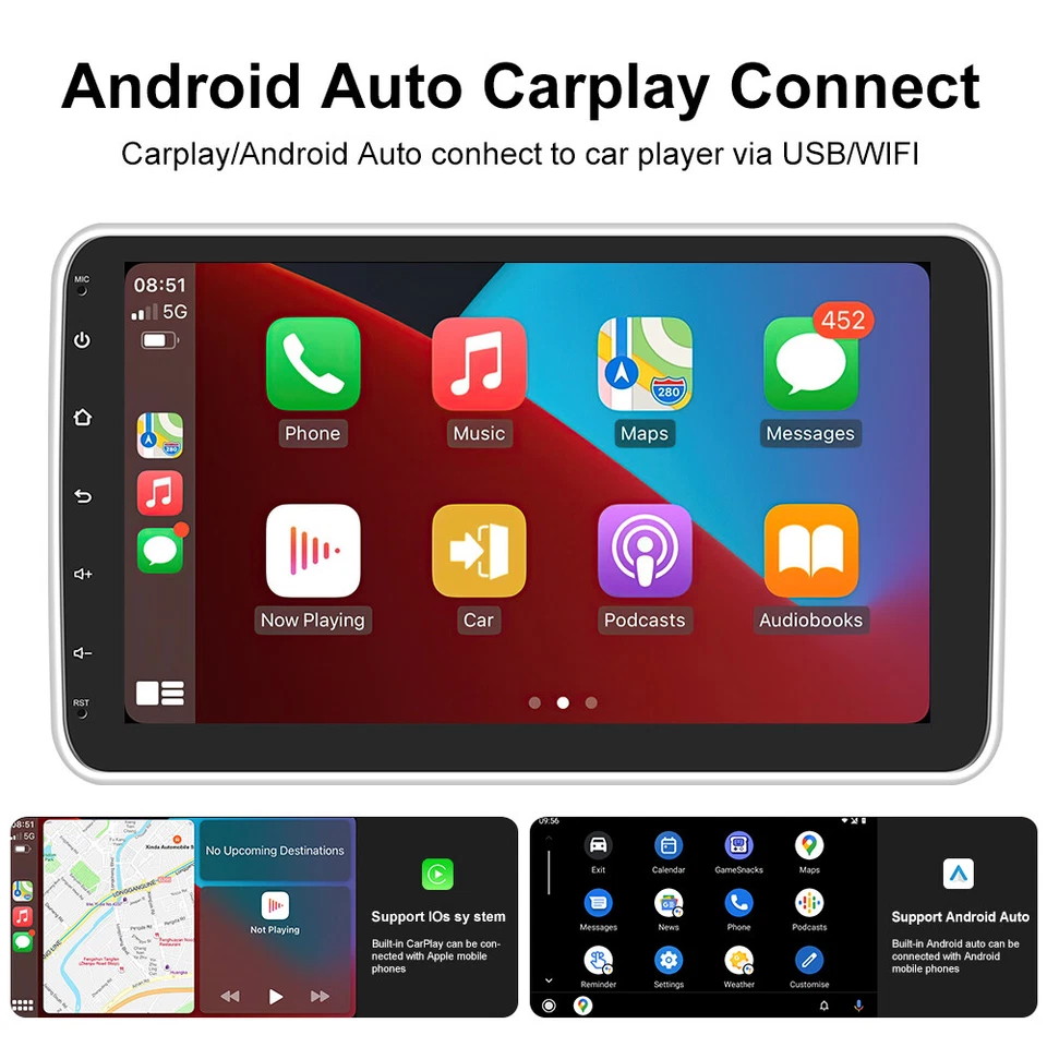 1DIN 10.1 Zoll Android 15 Autoradio mit Apple Carplay GPS NAVI WIFI BT HIFI DSP - Bild 2 von 4