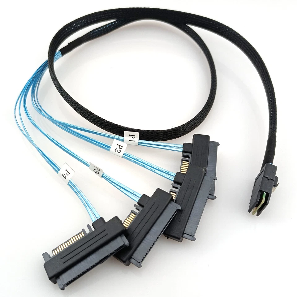 Mini SAS SFF-8087 to SFF-8482 Converter Cable 4 Port SATA Splitter RAID HDD Wire - Image 2 of 4