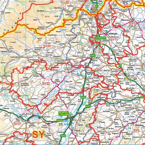 Postcode Map of Wales, Welsh Postcode Districts, Welsh Postcodes - Imagen 2 de 6