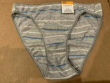 Charter Club Women's Pretty Cotton Bikini Underwear grey stripes gray small s