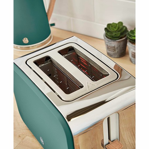 Set Frühstückskocher, kabellos, 1,7L Toaster Breitschlitz 2 Nordic grün SWAN ST - Bild 7 von 9