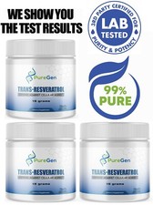 3x Pack PureGen Trans-Resveratrol polygonum Cuspidatum Powder - 100 PURE 45G