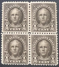 Scott#: 551 - Nathan Hale ½¢ 1925 BEP Block of Four MOG F/VF - Lot 2