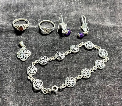 Celtic Lot Bracelet Rings Earrings Pendant 925 Sterling Silver Irish Charm